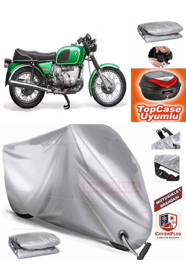 Gray Lock Compatible Bmw R 60-6 Tarpaulin Topcase Rear Bag Compatible Motor Tarpaulin