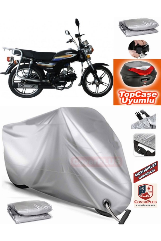 Gray Lock Compatible King Motor Kr-100-2 Tarpaulin Topcase Back Bag Compatible Motor Tarpaulin