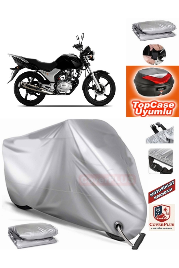 Gray Lock Compatible Honda Cb 125E Tarpaulin Topcase Rear Bag Compatible Motor Tarpaulin