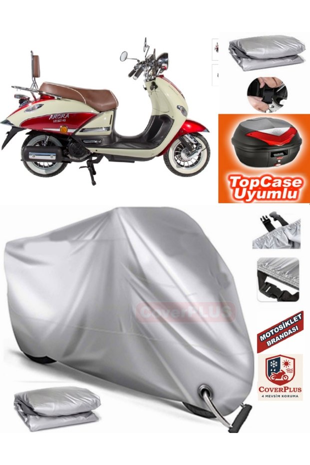 Gray Lock Compatible Arora Ar 150T-N2 Nostalgia Tarpaulin Topcase Back Bag Compatible Motor Tarpaulin