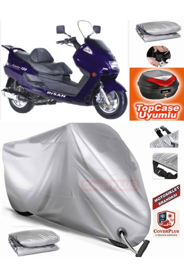Gray Lock Compatible Bisan Senator 150 Tarpaulin Topcase Back Bag Compatible Motor Tarpaulin