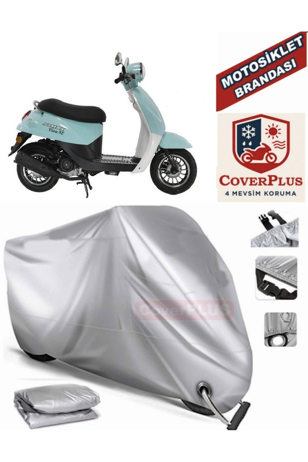 Gray Lock Compatible Motor Tarpaulin Stmax Viva 80 Motorcycle Tarpaulin Cover Tent (Motoen)