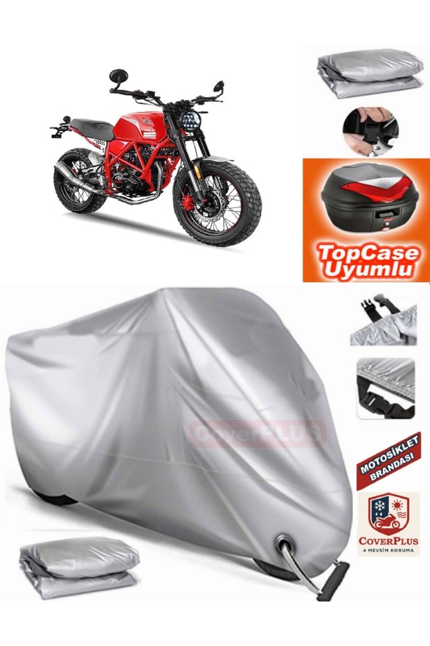 Gray Lock Compatible Yuki Zy125-15A Scrambler Tarpaulin Topcase Rear Bag Compatible Motor Tarpaulin