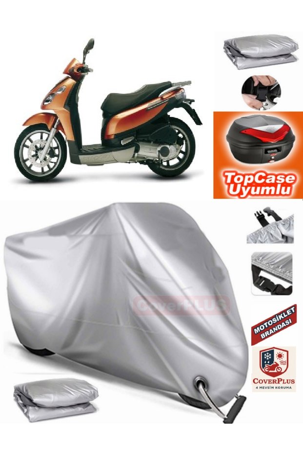 Gray Lock Compatible Piaggio Carnaby 200 Tarpaulin Topcase Rear Bag Compatible Motor Tarpaulin