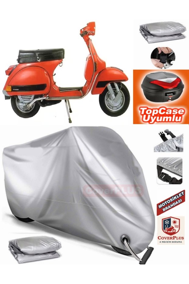 Gray Lock Compatible Vespa Px 200 Tarpaulin Topcase Rear Bag Compatible Motor Tarpaulin