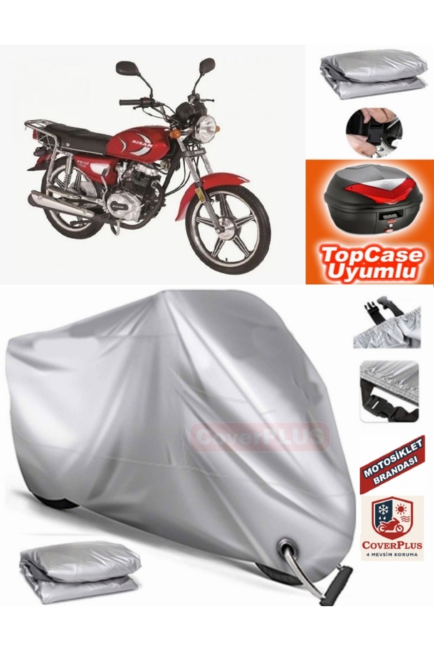 Gray Lock Compatible Bisan Atlas 125 Tarpaulin Topcase Back Bag Compatible Motor Tarpaulin