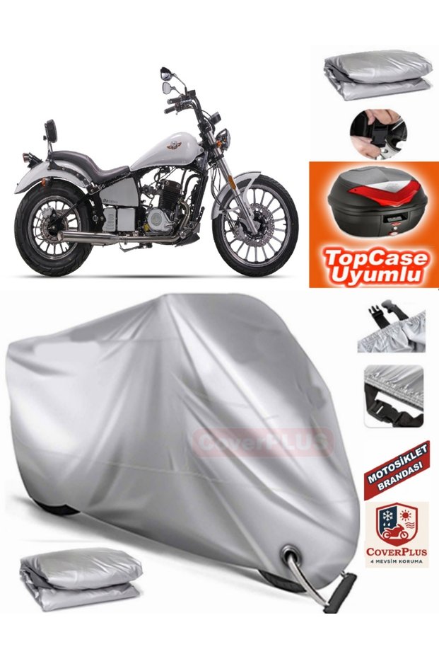 Gray Lock Compatible Regal Raptor Daytona 400 Tarpaulin Topcase Rear Bag Compatible Motor Tarpaulin