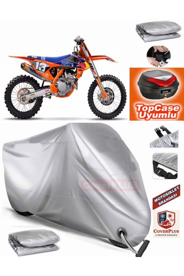 Gray Lock Compatible Ktm 250 Sxf Tarpaulin Topcase Rear Bag Compatible Motor Tarpaulin