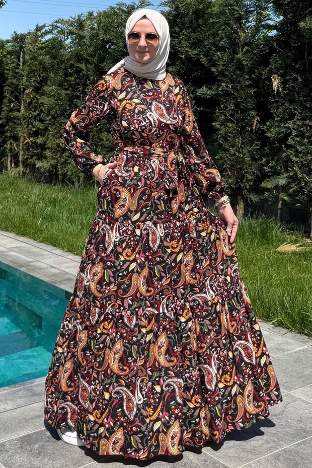 Rochie cu model șal neagră - 7