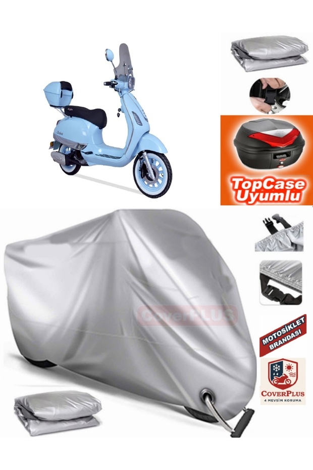 Gray Lock Compatible Arora Safari 125 Tarpaulin Topcase Back Bag Compatible Motor Tarpaulin