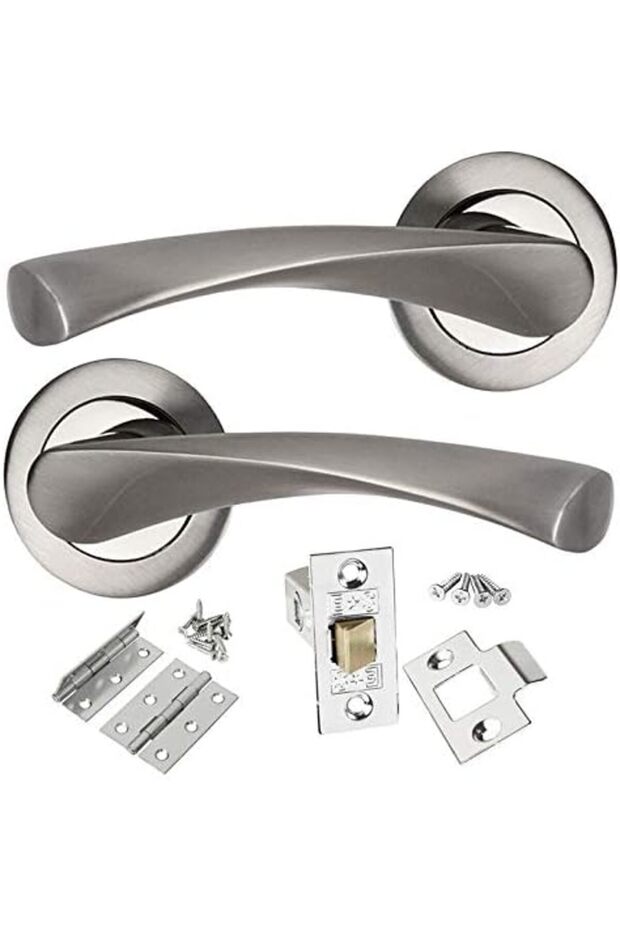HANDLESTORE Dual Finish Chrome Twist Door Handle Pack - with Hinges and Latches - ® (1 Pack)