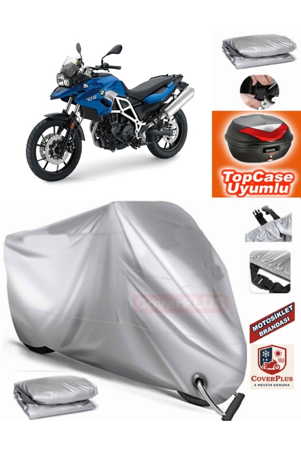 Gray Lock Compatible Bmw F 700 GS Tarpaulin Topcase Rear Bag Compatible Motor Canvas
