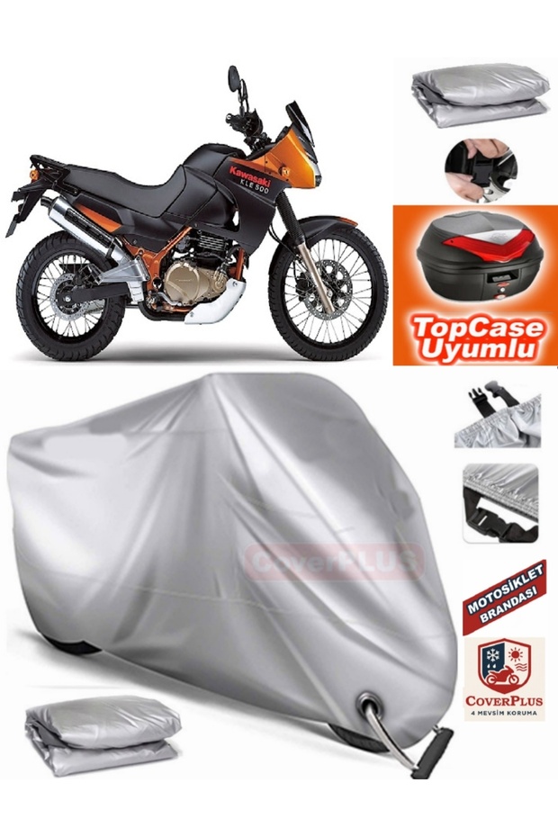 Gray Lock Compatible Kawasaki Kle 500 Tarpaulin Topcase Rear Bag Compatible Motor Tarpaulin