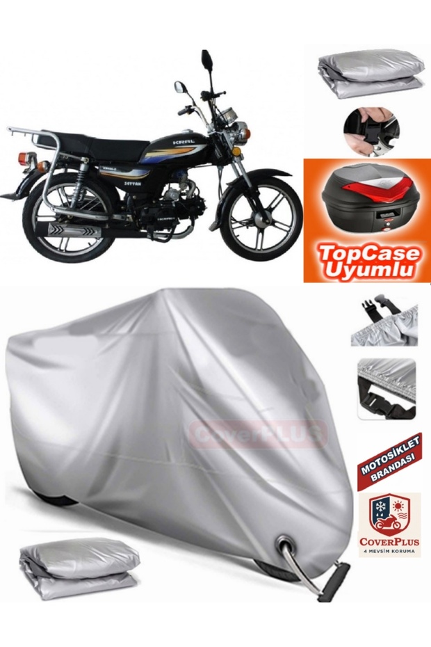 Gray Lock Compatible King Motor Kr-100-7 Tarpaulin Topcase Back Bag Compatible Motor Tarpaulin