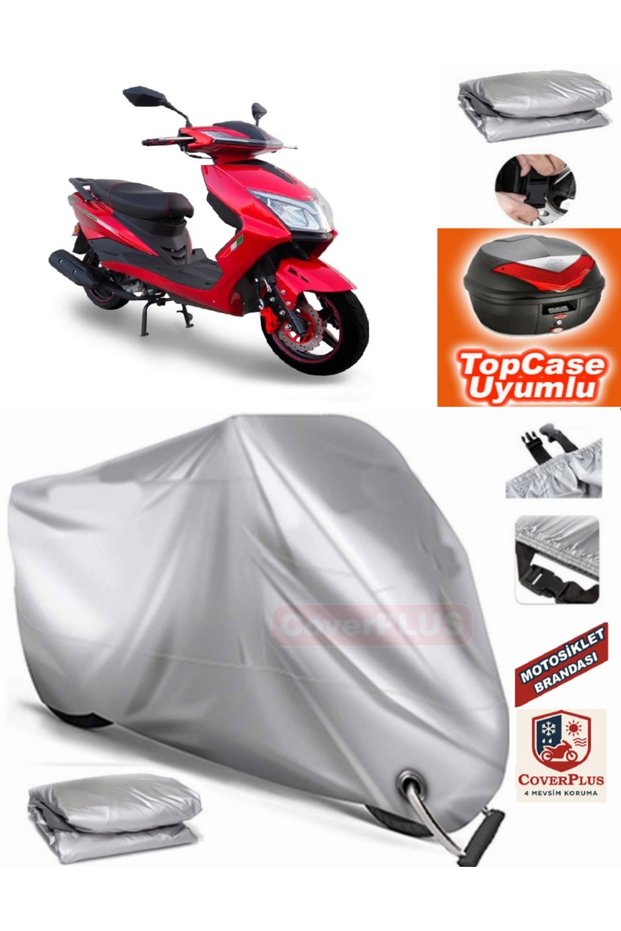 Gray Lock Compatible Motolux Nirvana Pro Tarpaulin Topcase Rear Bag Compatible Motor Tarpaulin