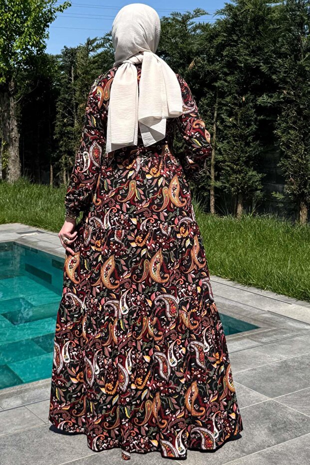 Rochie cu model șal neagră - 8