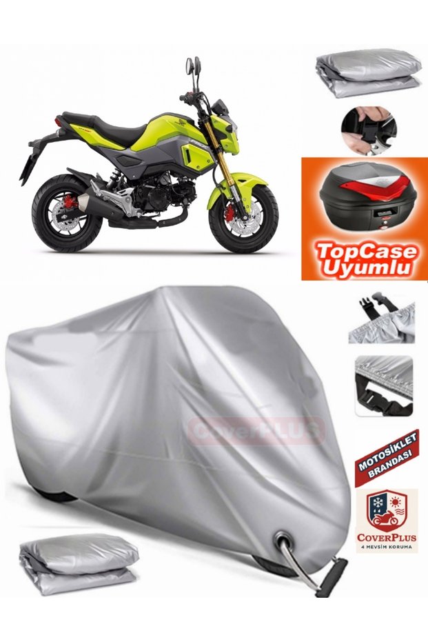 Gray Lock Compatible Honda Msx 125 Tarpaulin Topcase Rear Bag Compatible Motor Tarpaulin