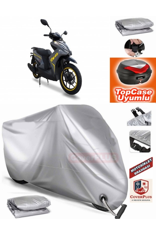 Gray Lock Compatible Motolux Mw46 Tarpaulin Topcase Rear Bag Compatible Motor Tarpaulin