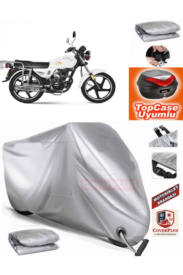 Gray Lock Compatible Yuki Yk 125-7D Apollo Tarpaulin Topcase Rear Bag Compatible Motor Tarpaulin