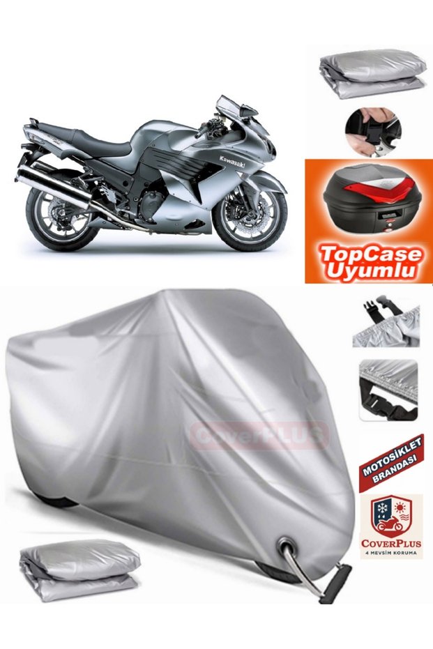 Gray Lock Compatible Kawasaki Zzr 1400 Abs Tarpaulin Topcase Rear Bag Compatible Motor Tarpaulin