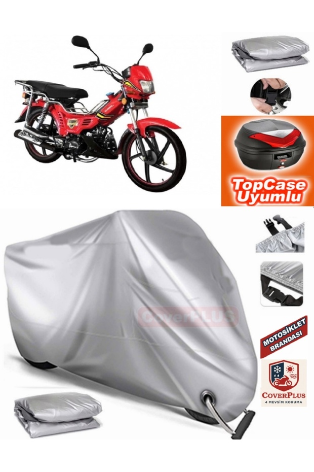 Gray Lock Compatible King Motor Kr-100-B Tarpaulin Topcase Back Bag Compatible Motor Tarpaulin