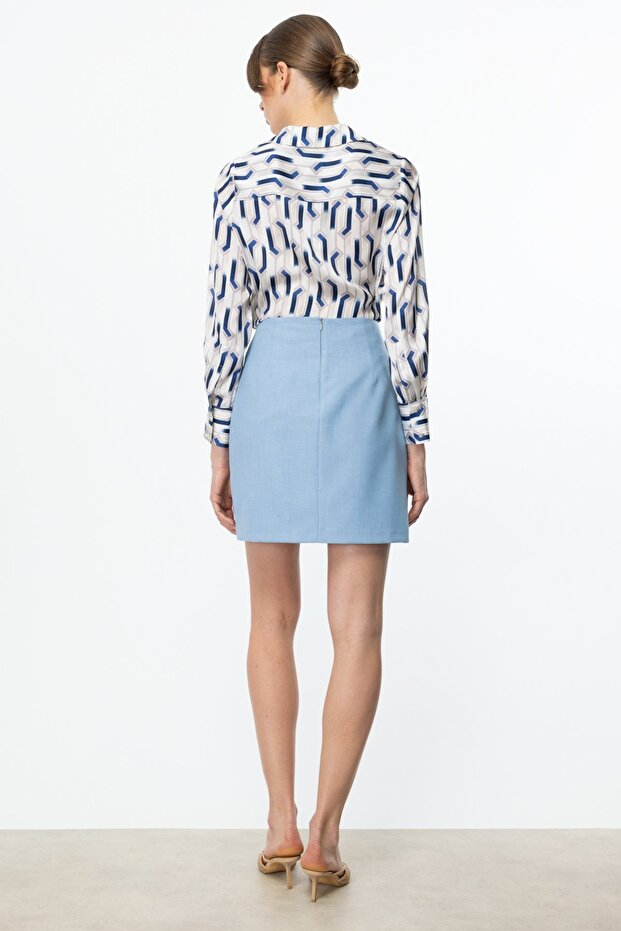 Süs Düğmeli Mini Etek Pembe - 6