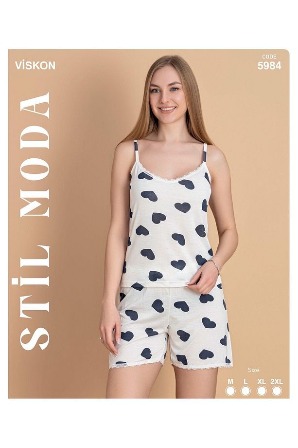 Lacivert Kalpli Şortlu Pijama Takımı - 2