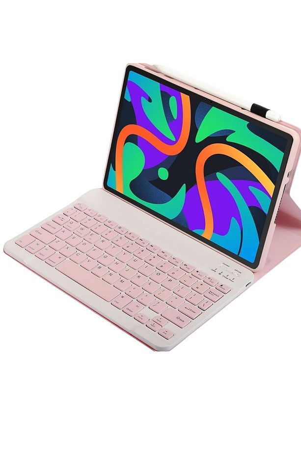Kablosuz Şarjlı Bluetooth Pembe Klavye Mouse Seti Ultra Slim Tablet Telefon Windows Uyumlu - 3