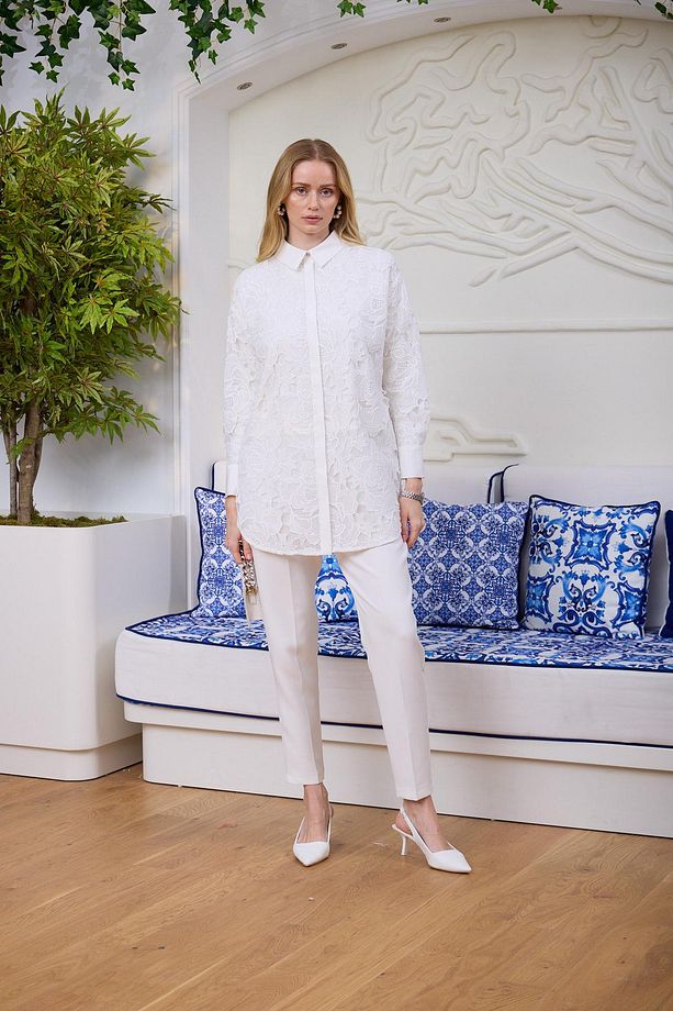 Marwa by moodbasic FRANSIZ DANTELLİ GÖMLEK - 3