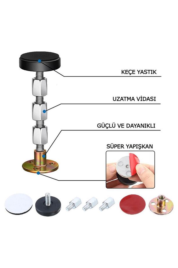 Yatak Baza Başlık Sabitleme Aparatı Ses Önleyici Eşya Sabitleme Aparatı 2 Adet (8-11 CM) - 4