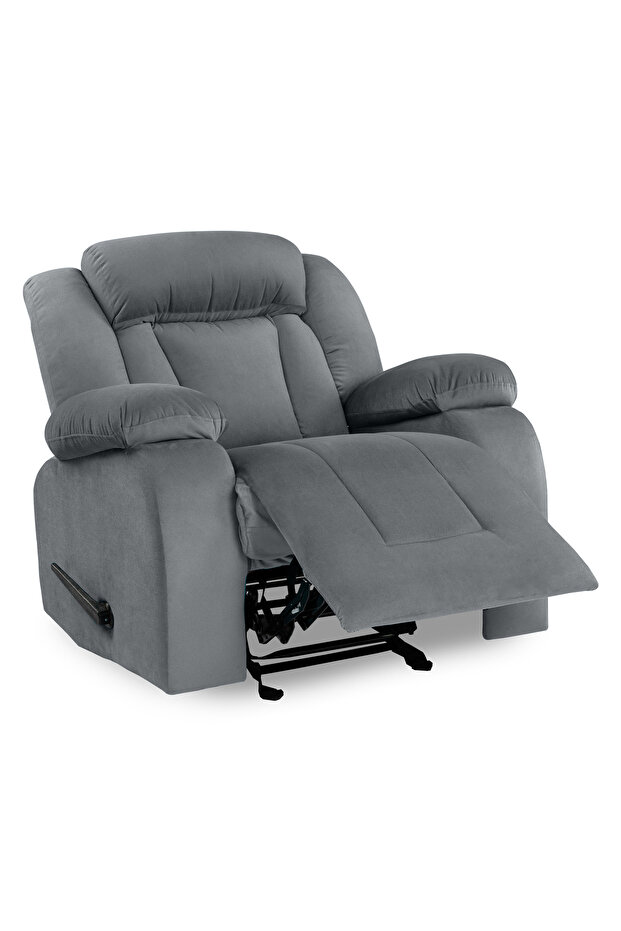 MNZ5 | Velvet Rocking & Rotating Recliner Chair - Grey - 3