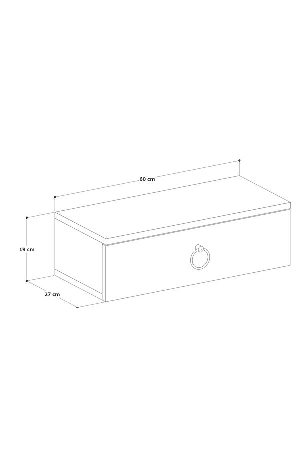 Vizon Rengi Duvara Monte Dresuar | Halka Kulplu Tek Kapaklı %100 Mdf Konsol (60CM) | Şık, Modern Raf - 8