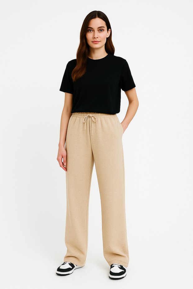 Women's Baggy Wide Cut, Back Pocket, Oversize Loose Leg Trousers (Pike Fabric)