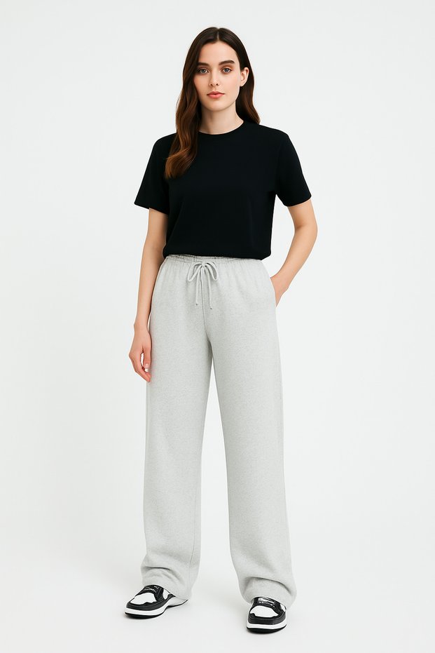 Women's Baggy Wide Cut, Back Pocket, Oversize Loose Leg Trousers (Pike Fabric)