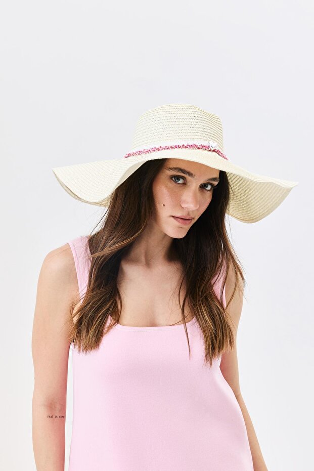 Wide Brim Straw Beach Hat Y25730-06 Cream