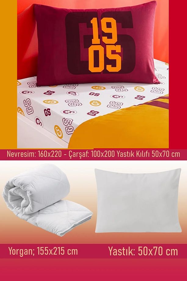 Galatasaray Lisanlı Aslan Set - 5 Parça Tek Kişilik Uyku Seti Kupa Bardak Hediye - 2
