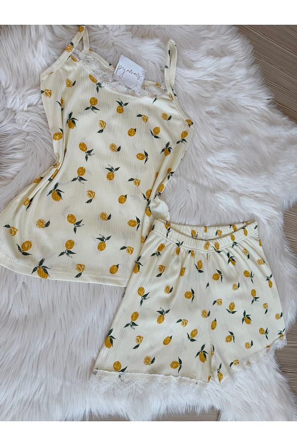 Sarı Limon Desenli Şortlu Pegasus Pijama Takımı - 3