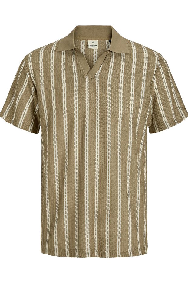 JPRBLUHARRY SS SPLIT NECK POLO BEJ - 3