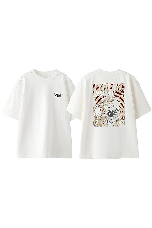 System of a down Freedom Design Back Printed Cotton White Oversize T-Shirt