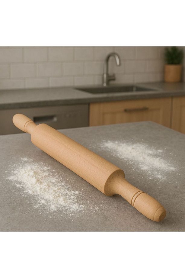 50 cm MERDANE Özel İşlenmiş GÜRGEN Ağacından Hamur Açma Ahşap Lüks Merdane - 5