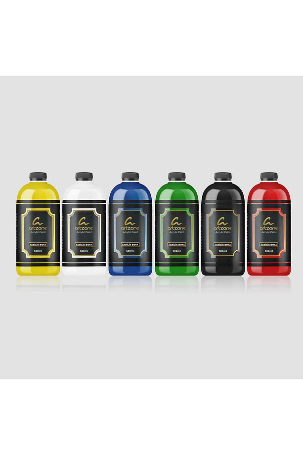 Akrilik Boya Seti - Ana Renkler 6 Renk X 500ml Fırça Hediyeli - 5