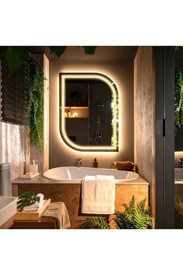 Curva Günışığı Led'li Kumlamalı Lavabo & Banyo Aynası (Dokunmatik Sensörlü) - 3