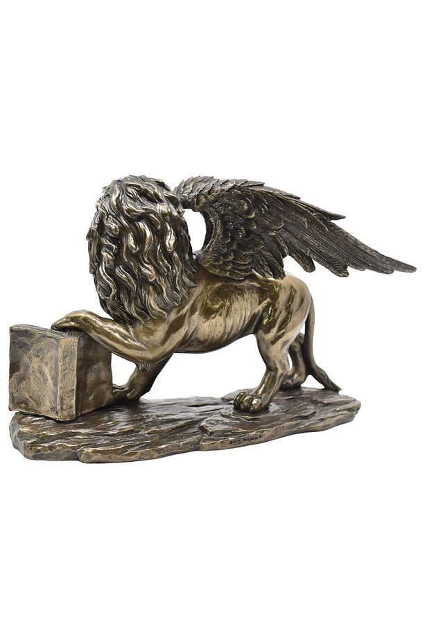 Veronese Kanatlı Aslan Heykeli – Bronz Görünümlü Aziz Markos’un Sembolü Biblo - 8