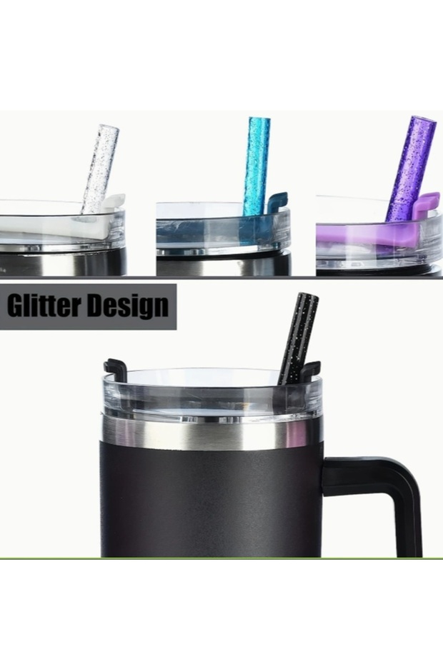 1 Piece Stanl. 40/30 oz Tumb. Colorful Glitter Replacement Straw for Thermos, 30 cm Length / 9 mm Diameter