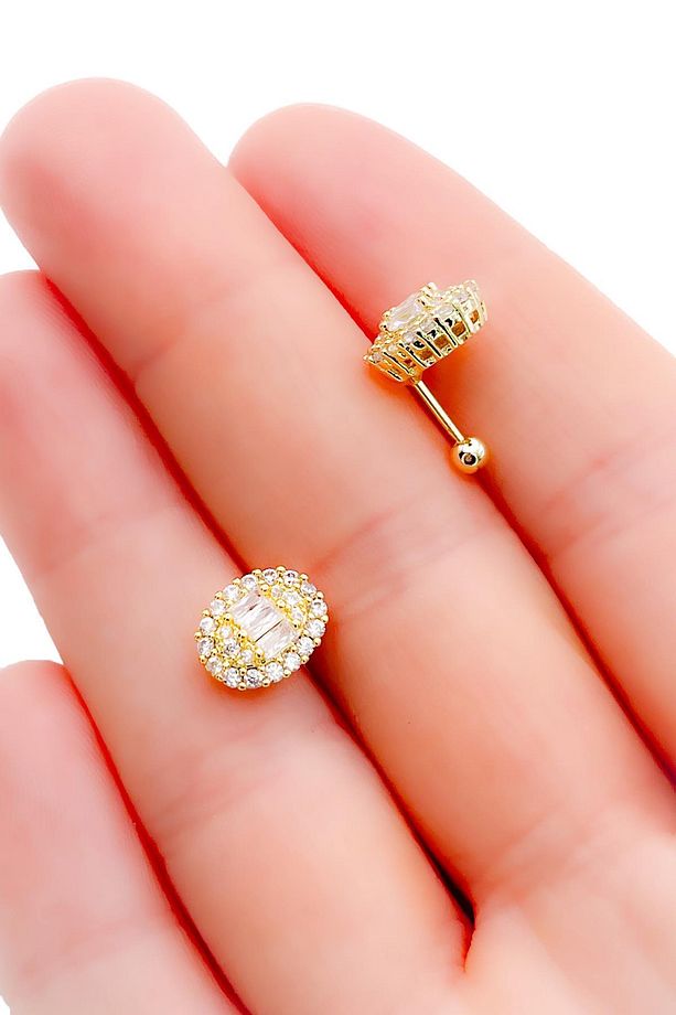 Cerrahi Çelik Piercing Baget Taşlı Marka Model Şık Kıkırdak Helix Tragus Piercing (1adet) - 3
