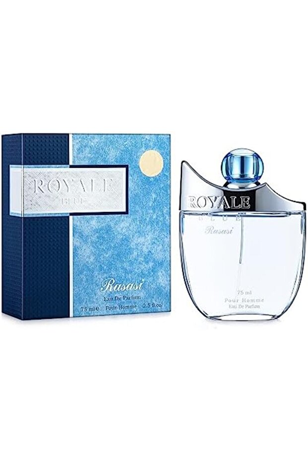 عطر رويال بلو الفرنسي الفاخر للمساء، يدوم طويلاً، أو دو برفيوم للرجال من راساسي - 75 مل