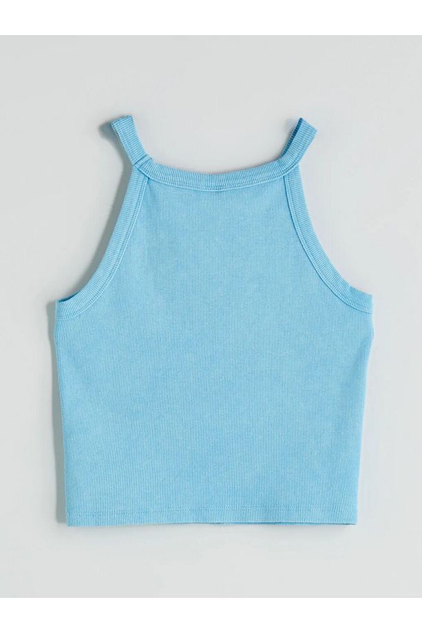 LCW Kids Mavi Halter Yaka Kız Çocuk Crop Atlet - 3