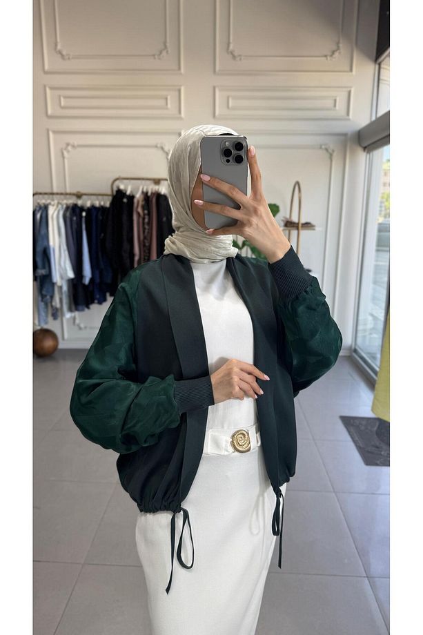 KENDİNDEN DESENLİ ETEK ÜSTÜ HIRKA - 1