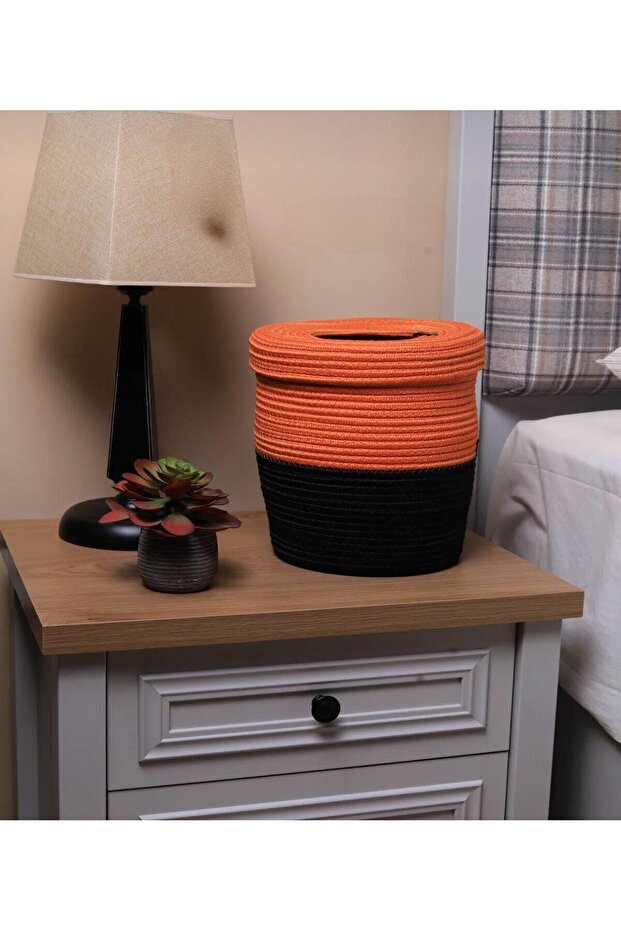 jüt hasır kapaklı modern çöp kovası - 1