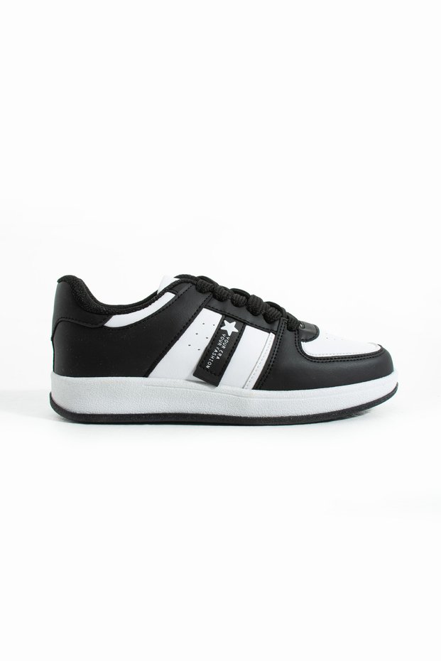 Black White Anatomical Flexible Sole Daily Lace-Up Sports Shoes Ergonomic Comfortable Breathable